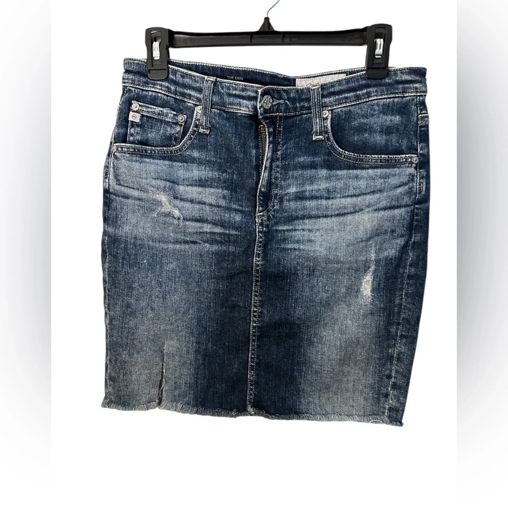 AG Adriano Goldschmied The Erin Denim Pencil Skirt Distressed Blue‎ Size 30